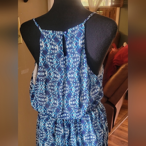 Lily Rose Blue, White, Turquoise blend Maxi Dress with Braided belt - Picture 6 of 10